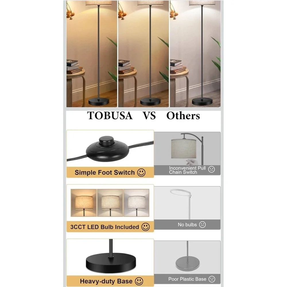 Floor Lamp for Living Room - 3CCT LED Bulb, 65
